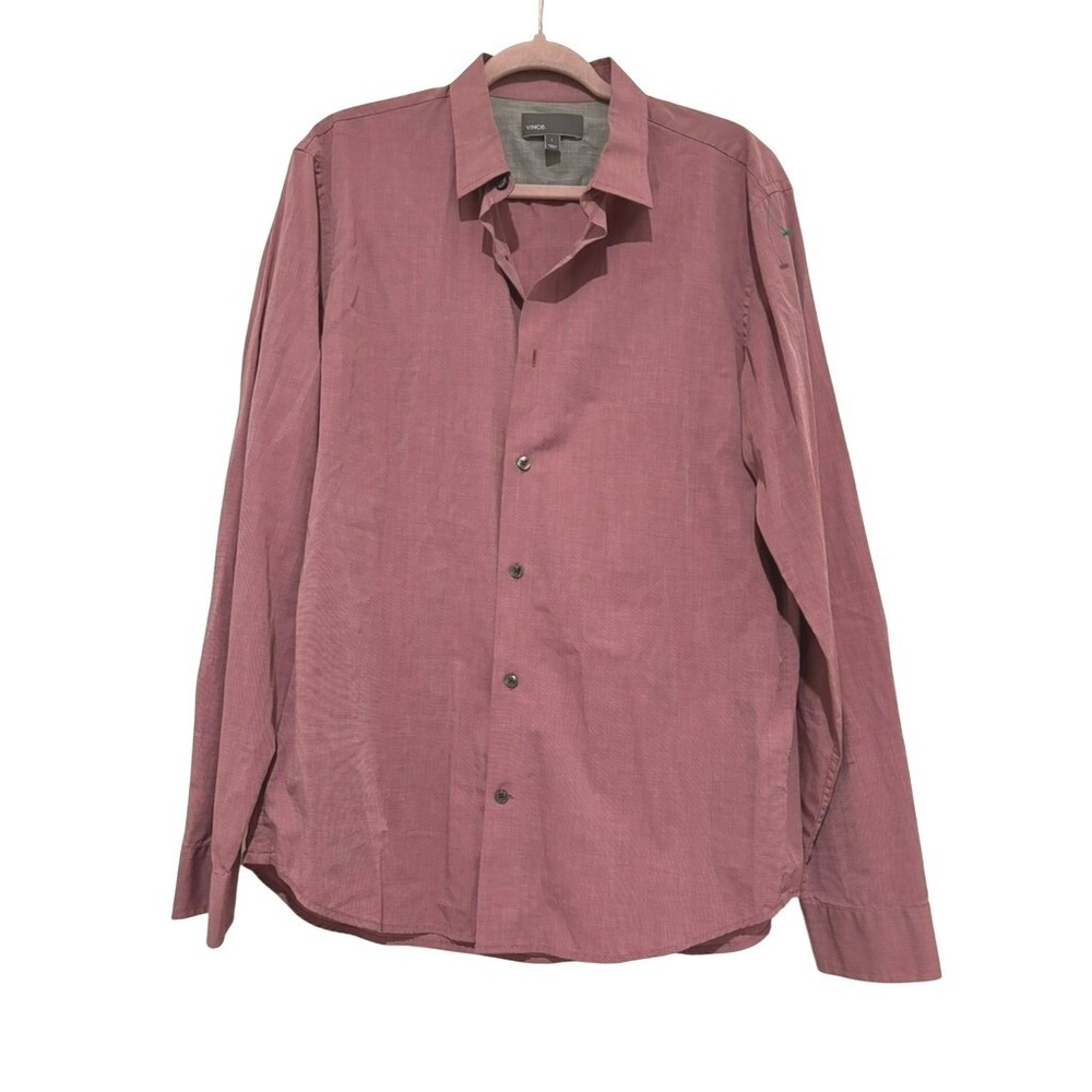 Vince men's sz L wine/maroon button down collared long sleeve cotton shirt KK